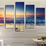 5 Panel Sunset Seascape Canvas Oil Painting
