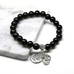 8mm Black Natural Wood Beads Tree of Life Om Bracelet