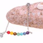 Adjustable Silver Lotus Charm 7 Chakra Natural Stones Bracelet Anklet