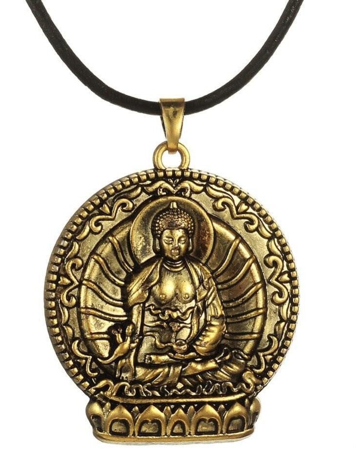 antique-bronze-buddha-pendant-necklace.jpg Antique Bronze Buddha Pendant Necklace - Image 1