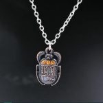 Antique Egyptian Scarab Rhinestone Necklace