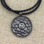 Antique Silver Om Lotus Mandala Pendant Necklace