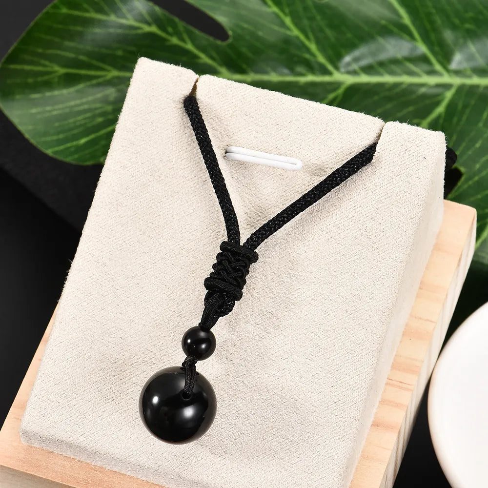 black-obsidian-stone-lucky-necklace.jpg Black Obsidian Stone Lucky Necklace - Image 1