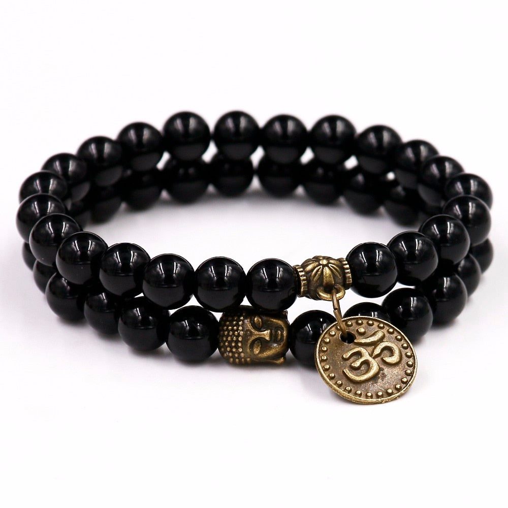 black-onyx-buddha-om-charm-bracelet.jpg Black Onyx Buddha Om Charm Bracelet - Image 1