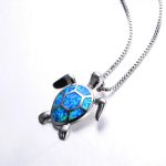 Blue Opal Turtle Necklace