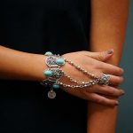 Bohemian Silver Coin Charm Flower Ring Hand Chain