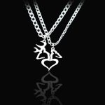 Buck And Doe Heart Pendant Couples Necklace Set