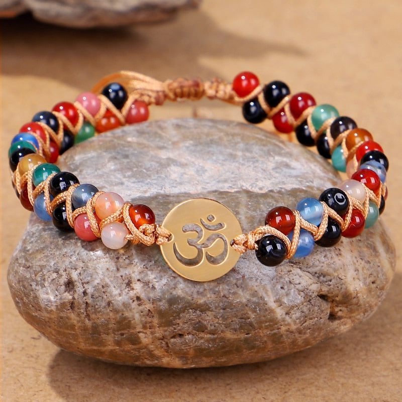 chakra-stones-om-beaded-bracelet.jpg Chakra Stones Om Beaded Bracelet - Image 1