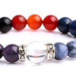 Clear Crystal Focal Bead 7 Chakra Natural Stones Bracelet