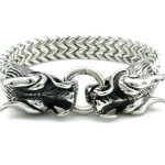 Cool Stainless Steel Double Dragon Snake Chain Bracelet