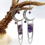 Crescent Moon Amethyst Crystal Earrings