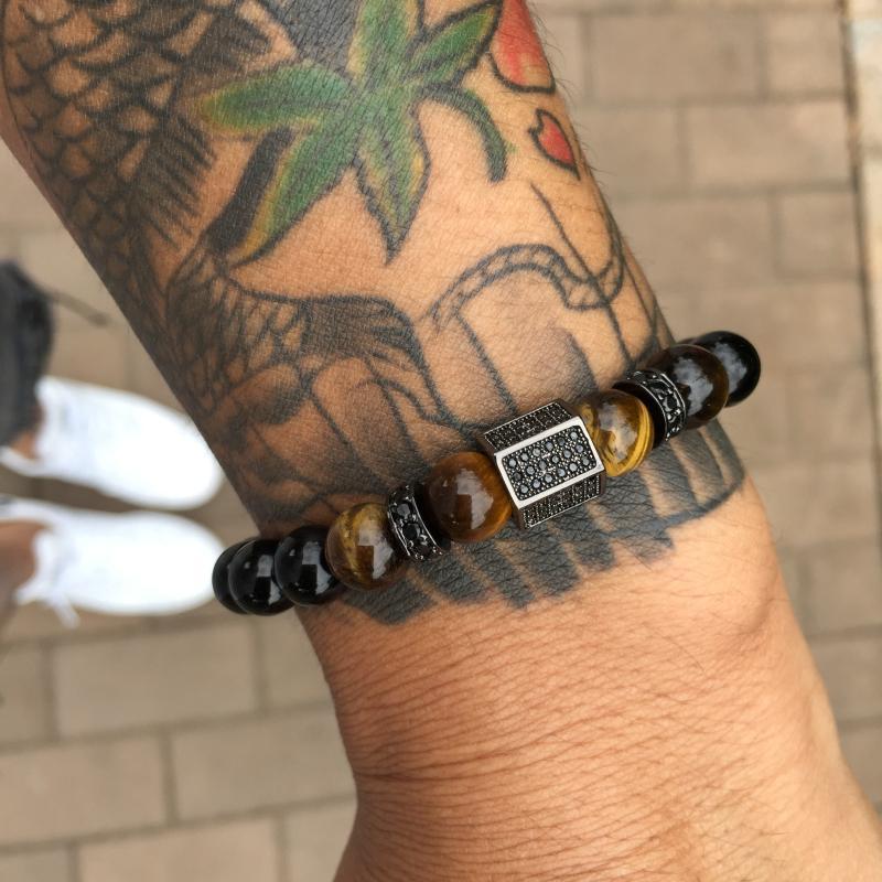 crystal-paved-hexagon-prism-tiger-eye-bracelet.jpg Crystal Paved Hexagon Prism Tiger Eye Bracelet - Image 1