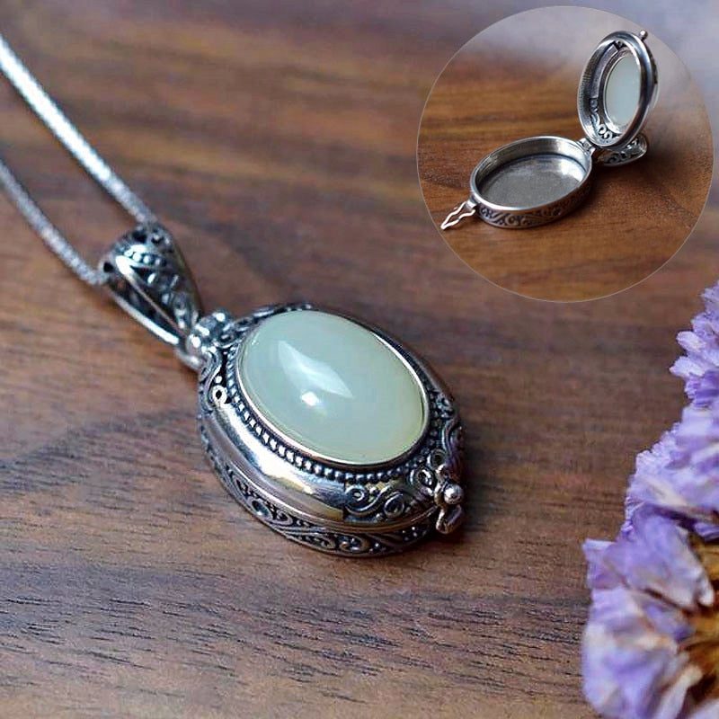 exquisite-aromatherapy-glass-stone-locket-pendant.jpg Exquisite Aromatherapy Glass Stone Locket Pendant - Image 1
