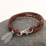Feather Charm Multiwrap Leather Bracelet