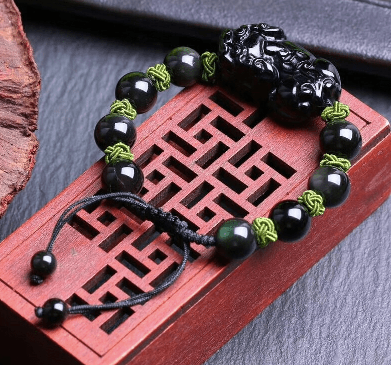 fortune-rainbow-eye-obsidian-pixiu-bracelet.png Fortune Rainbow Eye Obsidian PiXiu Bracelet - Image 1