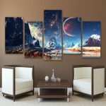 Galactic Mountain Landscape 5-Panel Painting