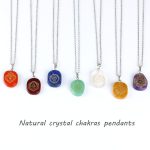Gold Engraved Chakra Gemstone Reiki Healing Pendant Necklace