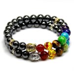 Hematite Buddha Charm Bracelet