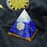 Lapis Lazuli and White Crystal Healing Orgone Pyramid