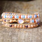 Layered Opal Sunstone Wrap Bracelet