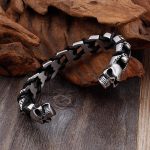 Leather Woven Stainless Steel Power Bangle