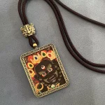 Wealth Deities Tibetan Thangka Pendant