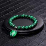 Malachite Love Heart Stone Charm Bracelet