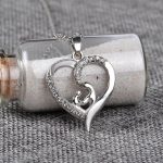 Mother and Child Crystal Rhinestone Heart Pendant Necklace