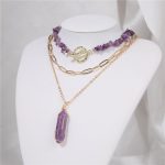 Multilayer Amethysts Column Necklace