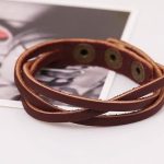 Multilayer Loose Weave Leather Snap Button Bracelet