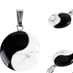 Natural Black Obsidian and White Turquoise Taijitu Yin Yang Pendant