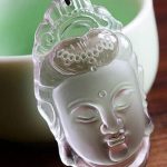 Natural Clear Crystal Carved Guanyin Pendant Necklace