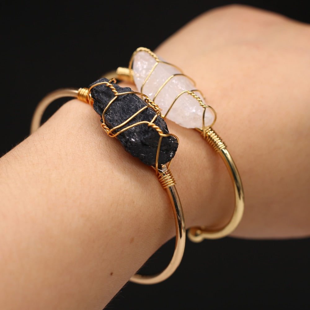 natural-druzy-stone-open-bracelet.jpg Natural Druzy Stone Open Bracelet - Image 1