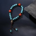 Natural Turquoise Bead Wrist Mala Bracelet
