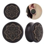 Natural Wood Lotus Tunnel Ear Plugs Tunnel Gauge