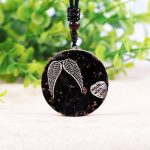 Obsidian Angel Wing & Heart Healing Pendant