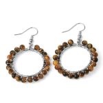 Silver Wire Wrapped Natural Stone Earrings