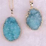 Natural Stone Geode Pendant Necklace
