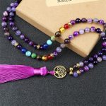 Pure Purple Agate 7 Chakra Mala
