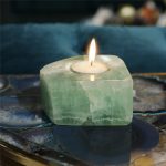 Raw Green Fluorite Tea Light Holder