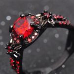 Red Garnet Black Gold Filled Ring