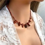 Redstone Agates Point Beaded Pendant