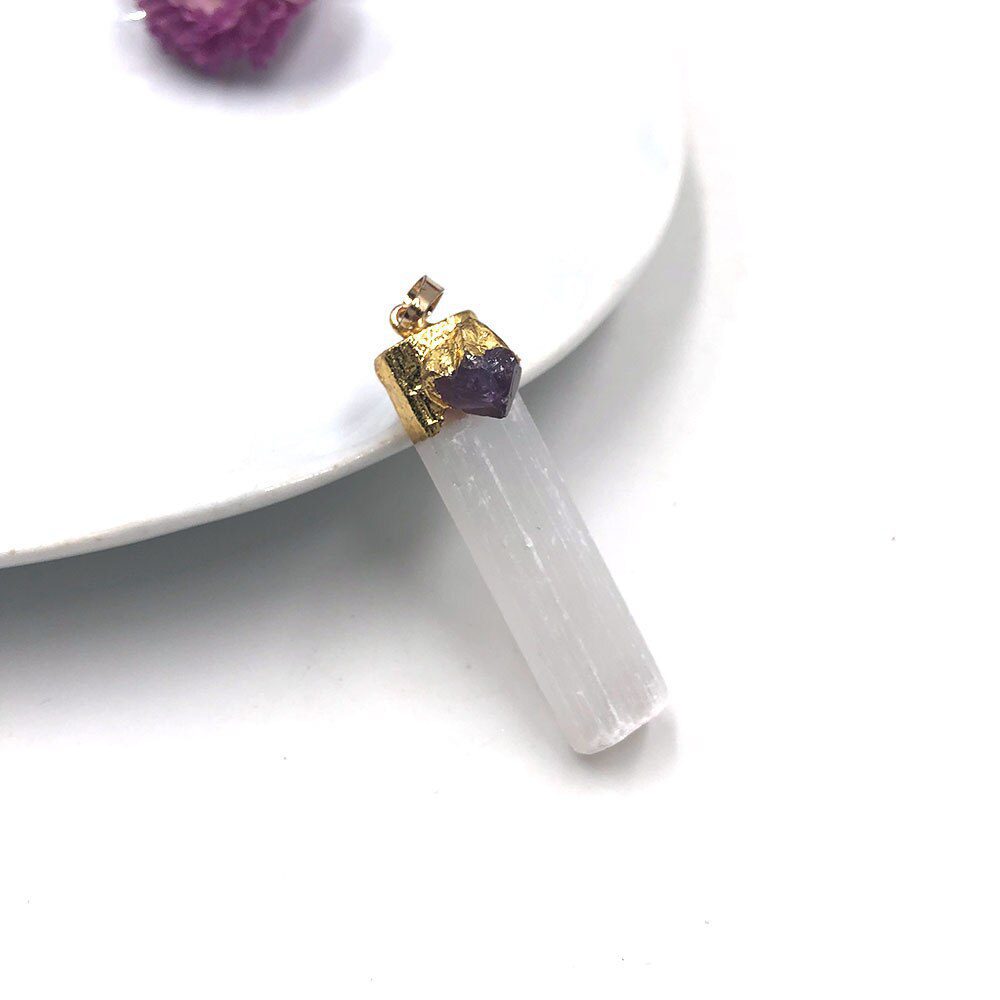 selenite-stick-raw-pendant.jpg Selenite Stick Raw Pendant - Image 1