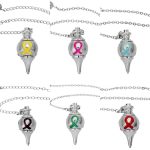 Silver Bead Cancer Awareness Ribbon Healing Pendulum