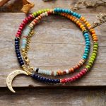 Spiritual Jaspers Beads Moon Pendant