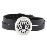 Stainless Steel Aromatherapy Leather Wrap Bracelet