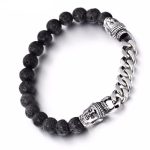 Stainless Steel Buddha Chain Lava Rock Bracelet