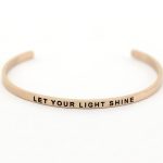 Stainless Steel Engraved "LET YOUR LIGHT SHINE" Adjustable Inspirational Bangle