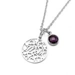 Stainless Steel "Mom" Birthstone Charm Necklace