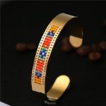Stainless Steel Seed Beads Open Boho Bangle